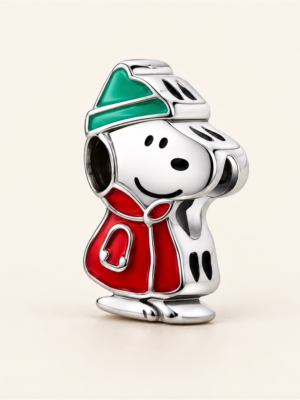 Holiday Snoopy Enamel Charm Bracelet Bead in Green and Red